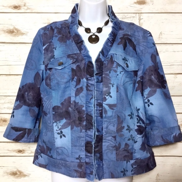 Floral Print Denim Jean Jacket by Olivia & Martin - Picture 3 of 8
